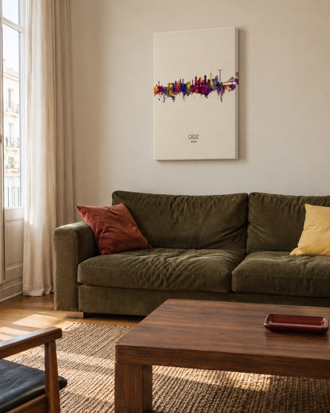 Cádiz Skyline - Unframed canvas in an interior