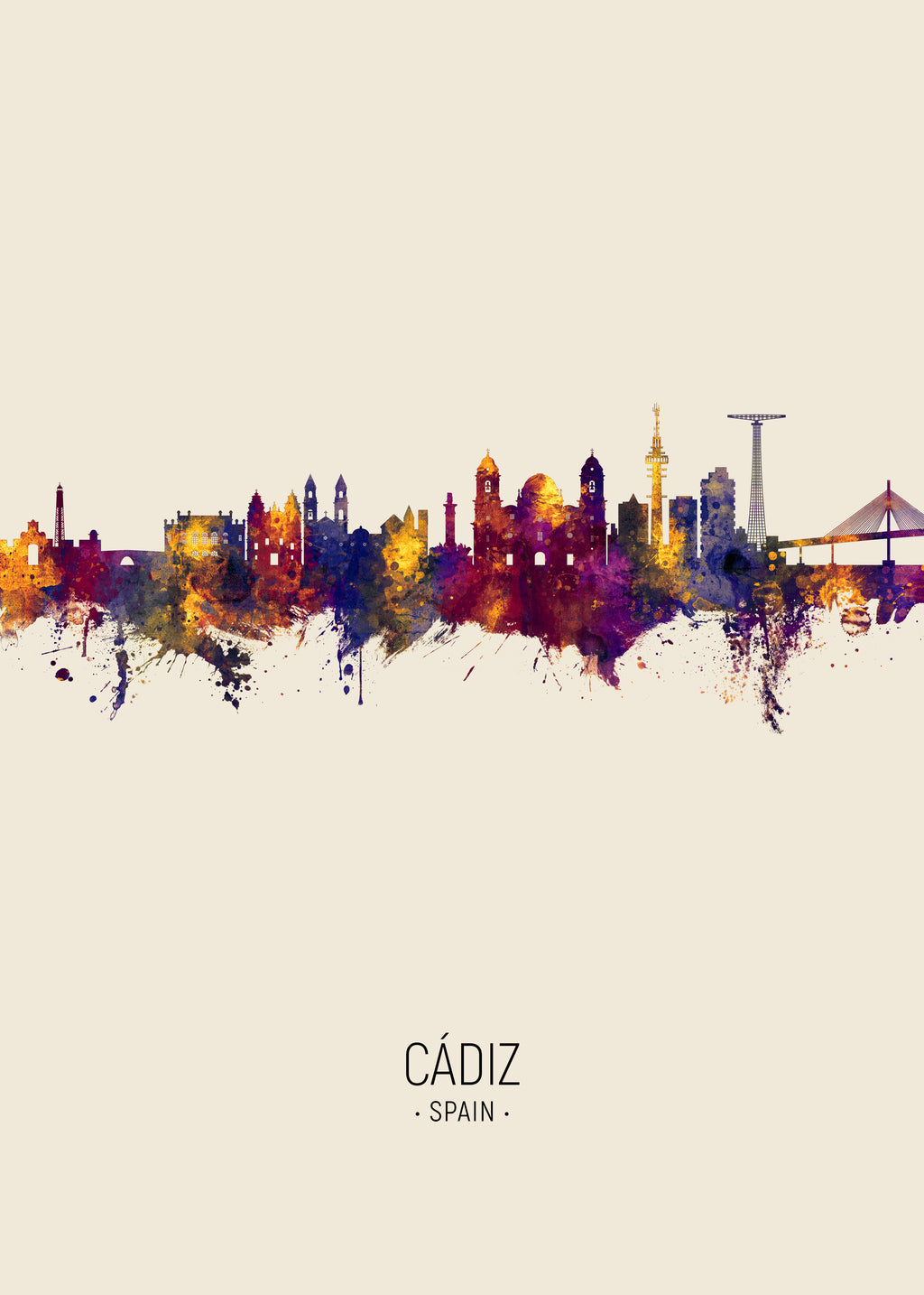 Cádiz Skyline - Unframed art print