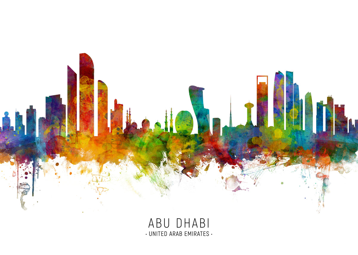 Abu Dhabi Skyline multicolor - Unframed art print
