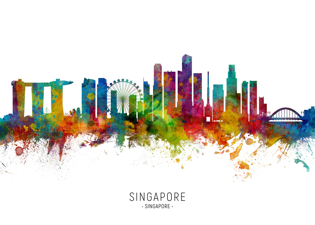 Singapore Skyline multicolor - Unframed art print