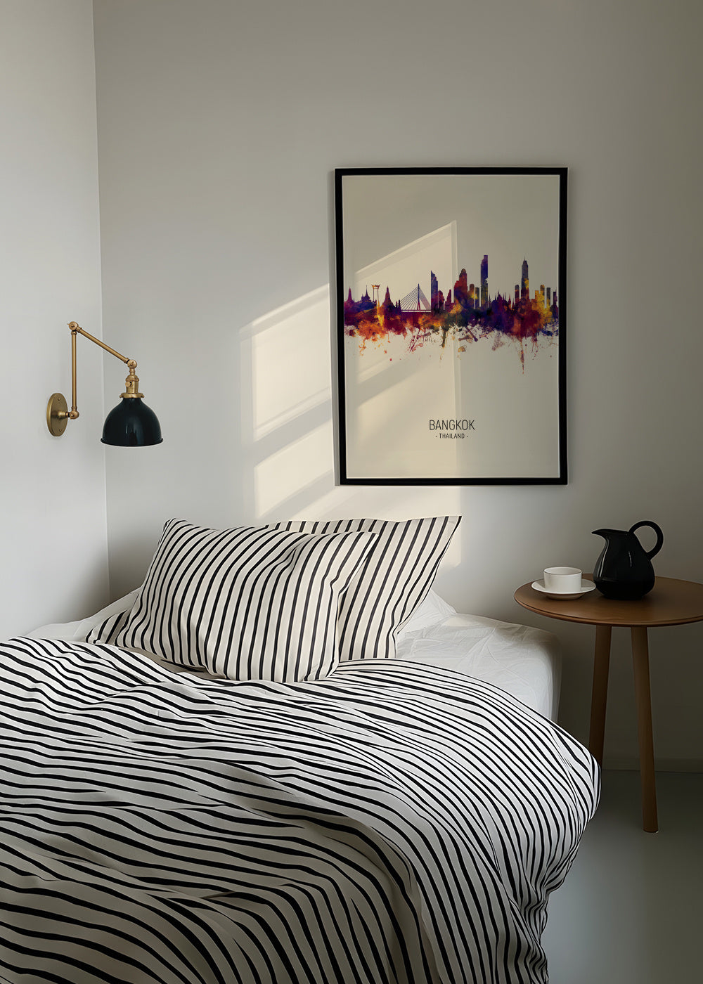 Bangkok Skyline beige - Framed poster in an interior