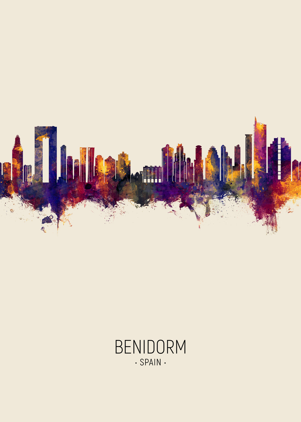 Benidorm Skyline beige - Unframed art print