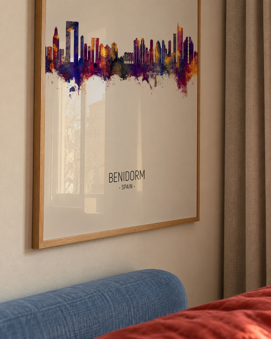 Benidorm Skyline beige - Framed poster detail
