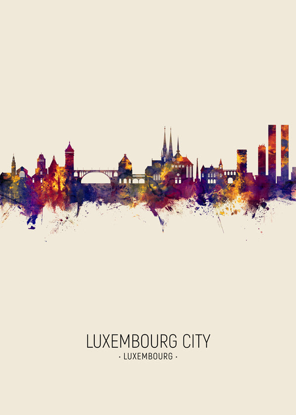 Luxembourg City Skyline beige