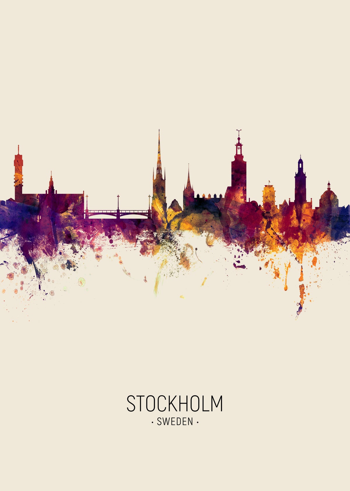 Stockholm Skyline beige - Unframed art print