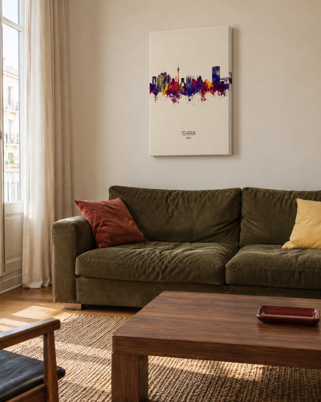 Tehran Skyline beige - Unframed canvas in an interior
