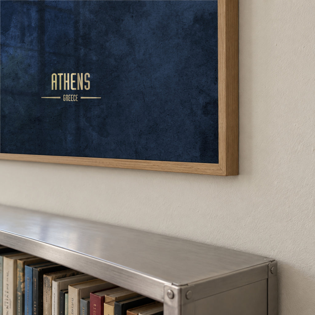 Athens Skyline azul - Framed poster detail