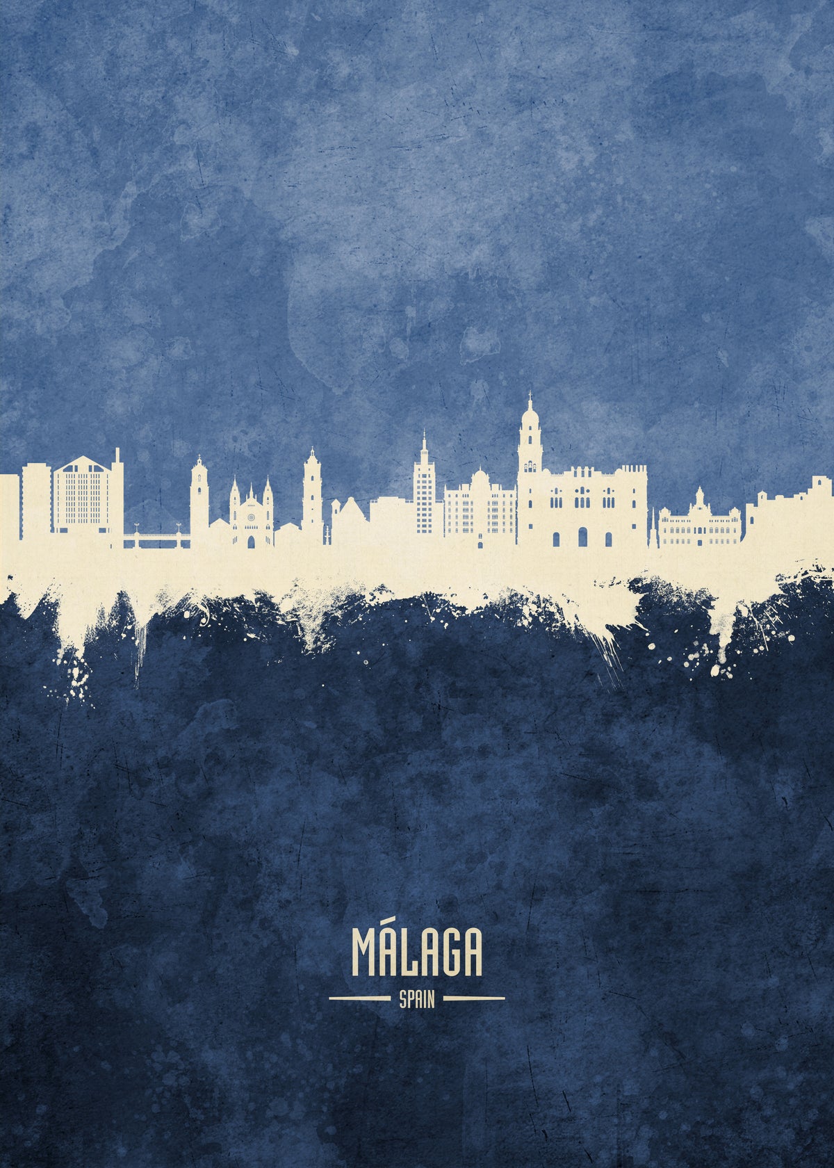 Málaga Skyline azul - Unframed art print