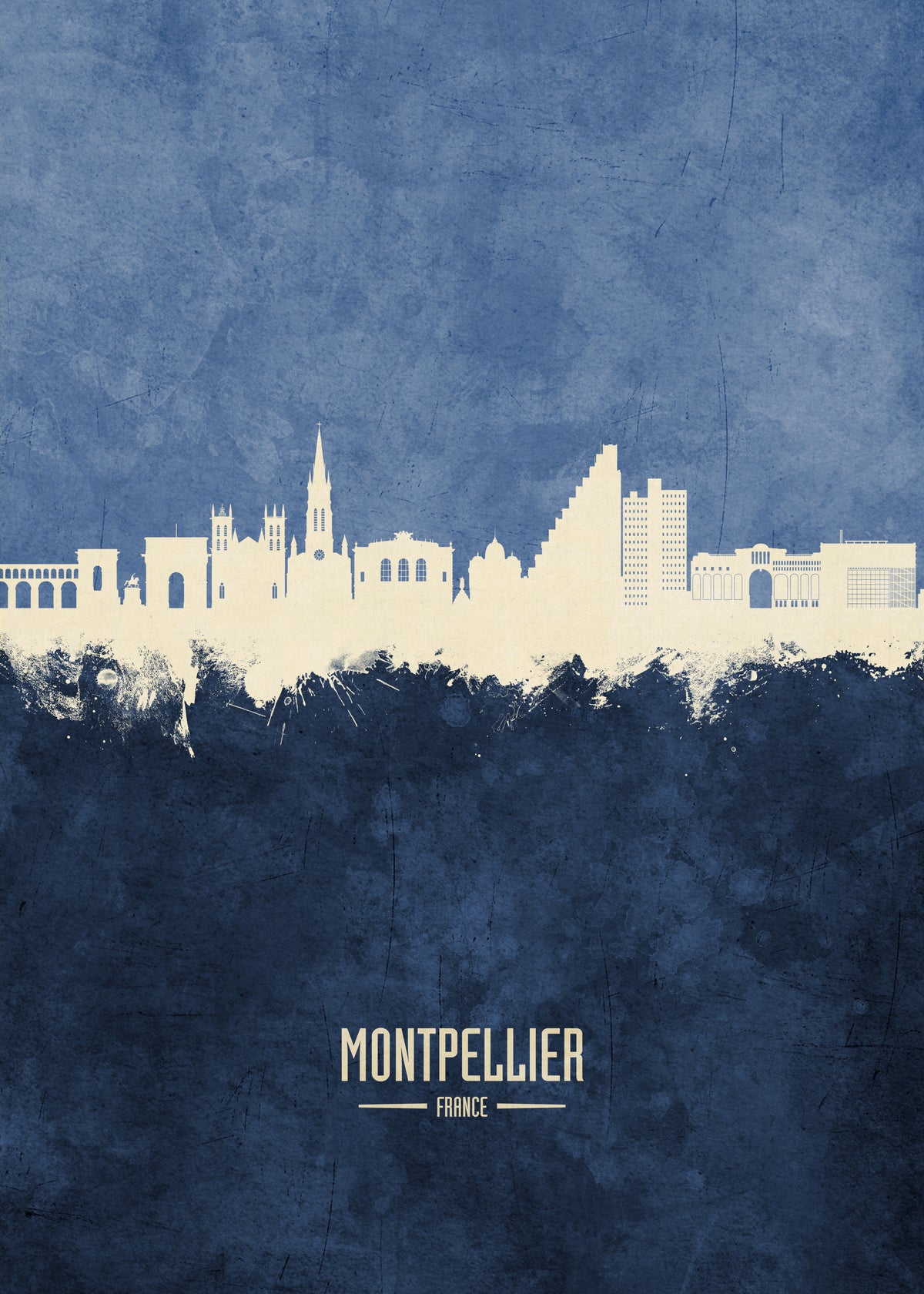 Montpellier Skyline azul - Unframed art print
