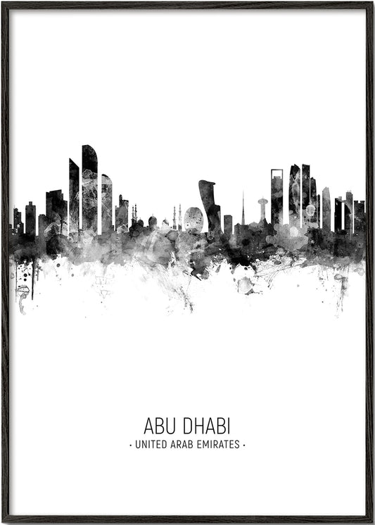 Abu Dhabi Skyline black and white