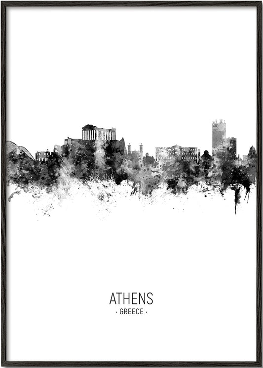 Athens Skyline black and white