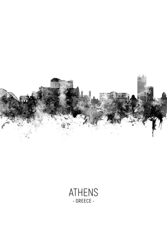 Athens Skyline black and white