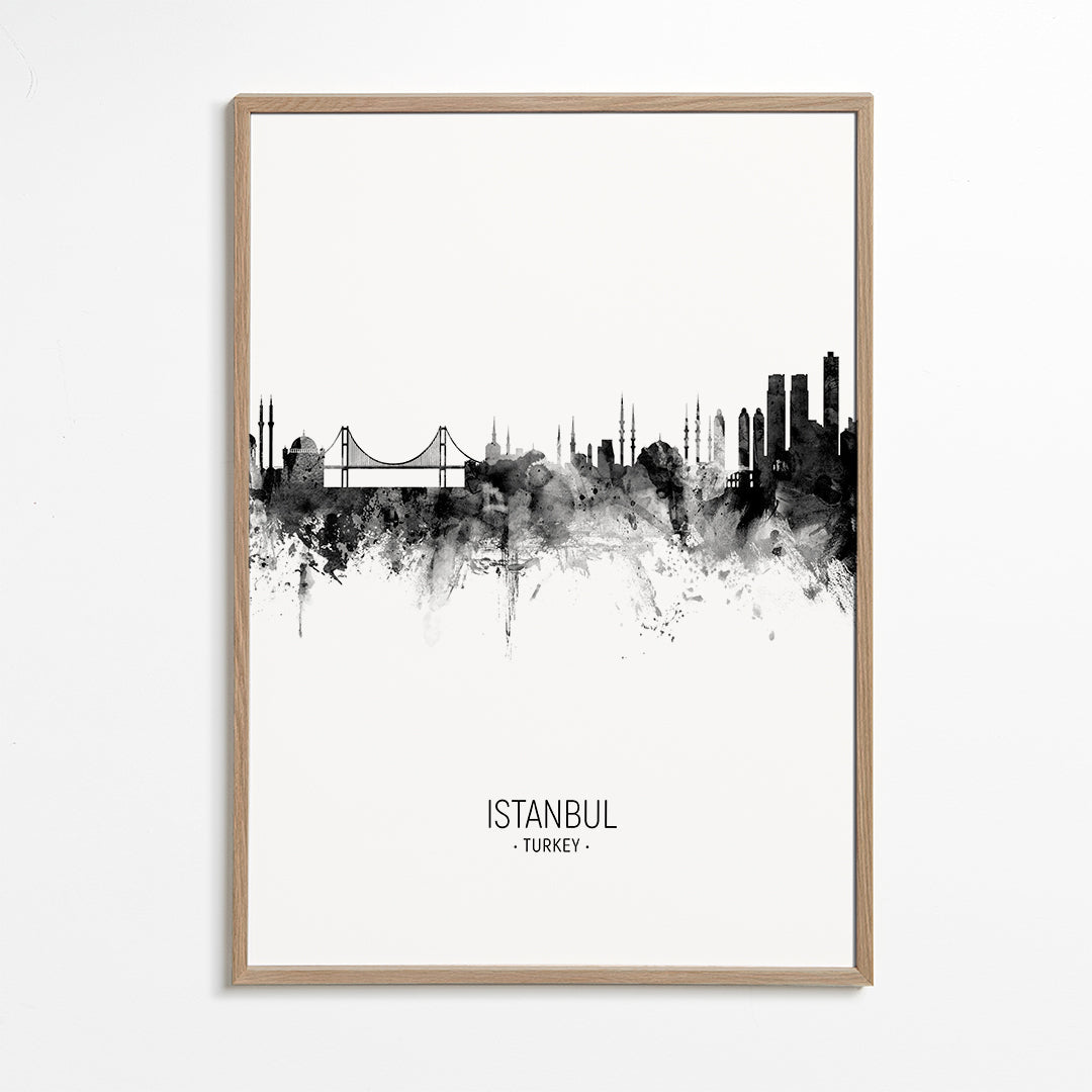 Istanbul Skyline black and white