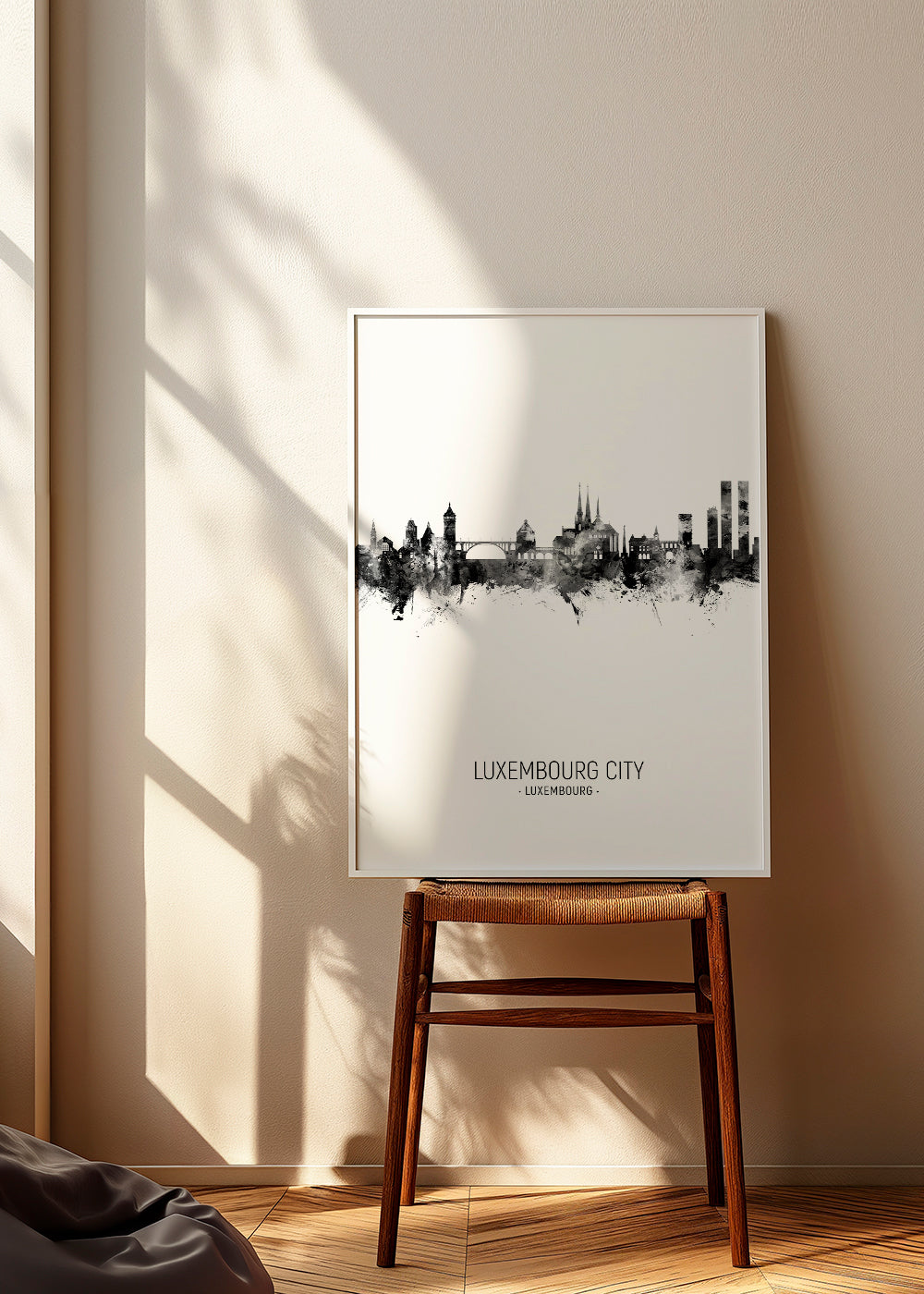 Luxembourg City Skyline black and white