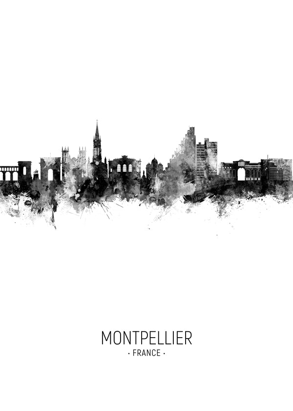 Montpellier Skyline black and white