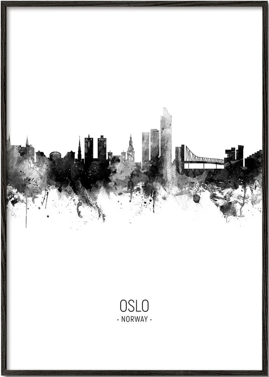 Oslo Skyline black and white