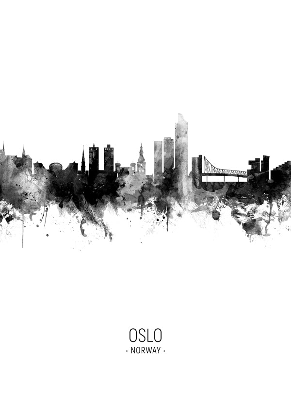 Oslo Skyline black and white
