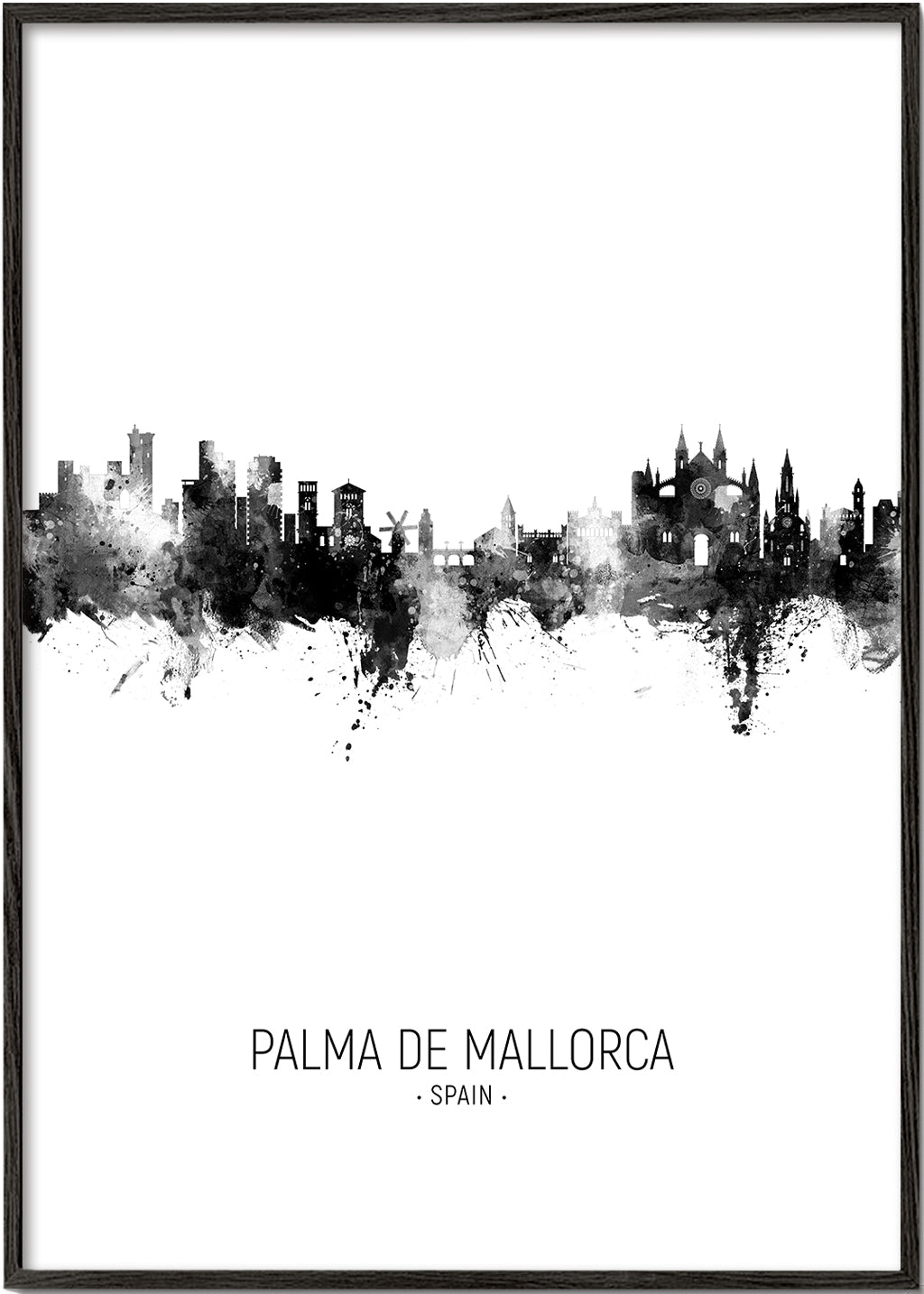 Palma de Mallorca Skyline black and white