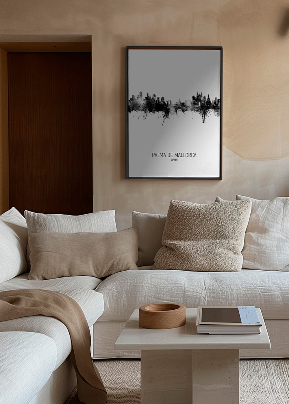 Palma de Mallorca Skyline black and white