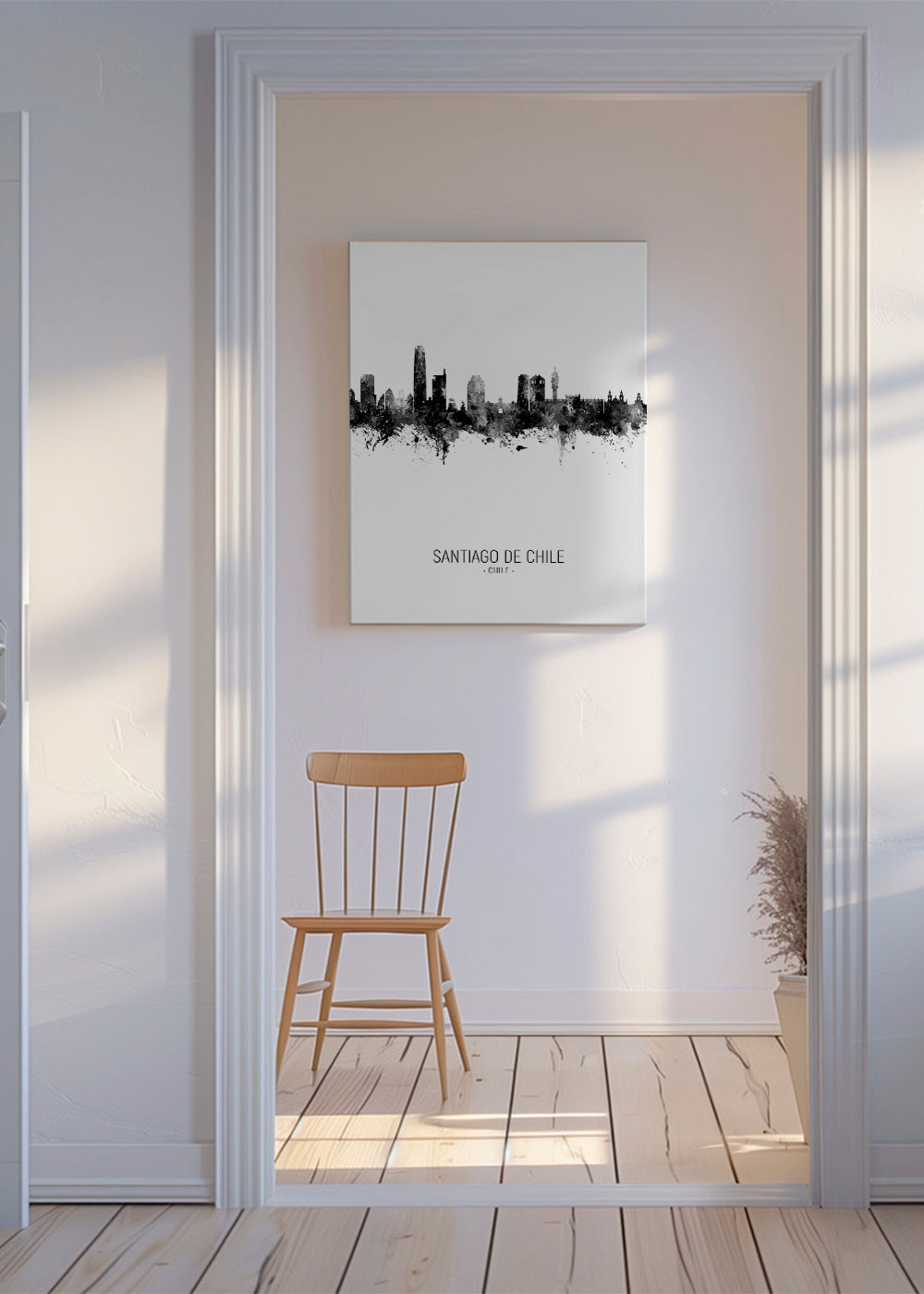 Santiago de Chile Skyline black and white