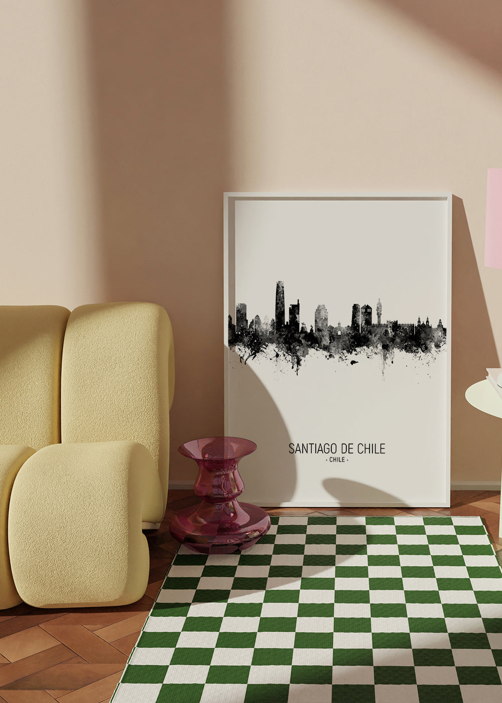 Santiago de Chile Skyline black and white