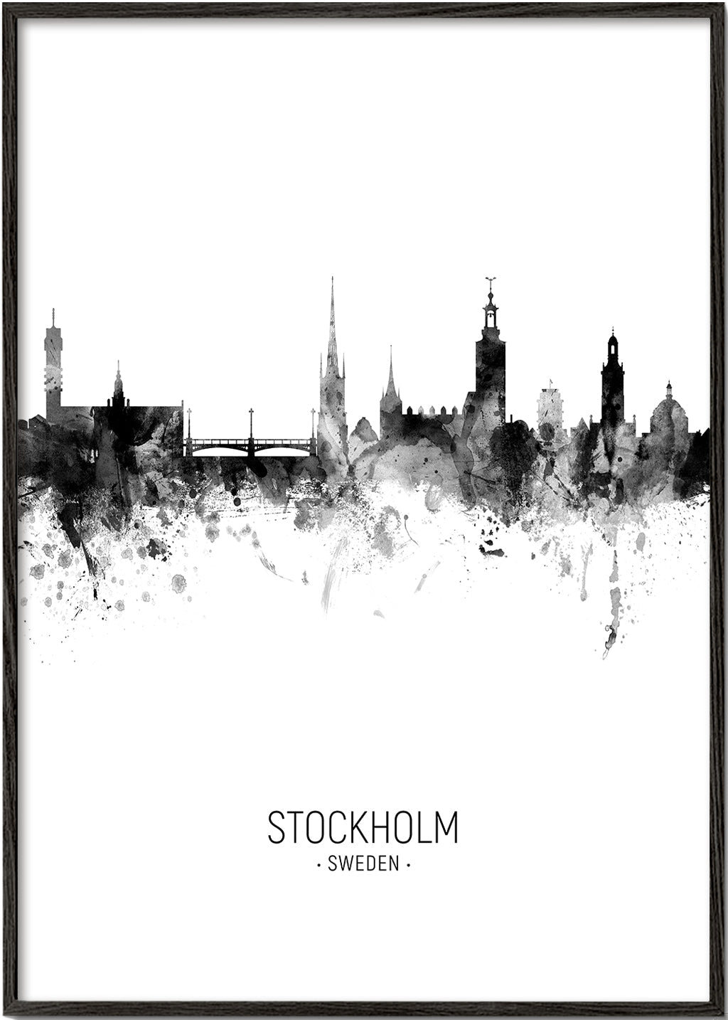 Stockholm Skyline black and white