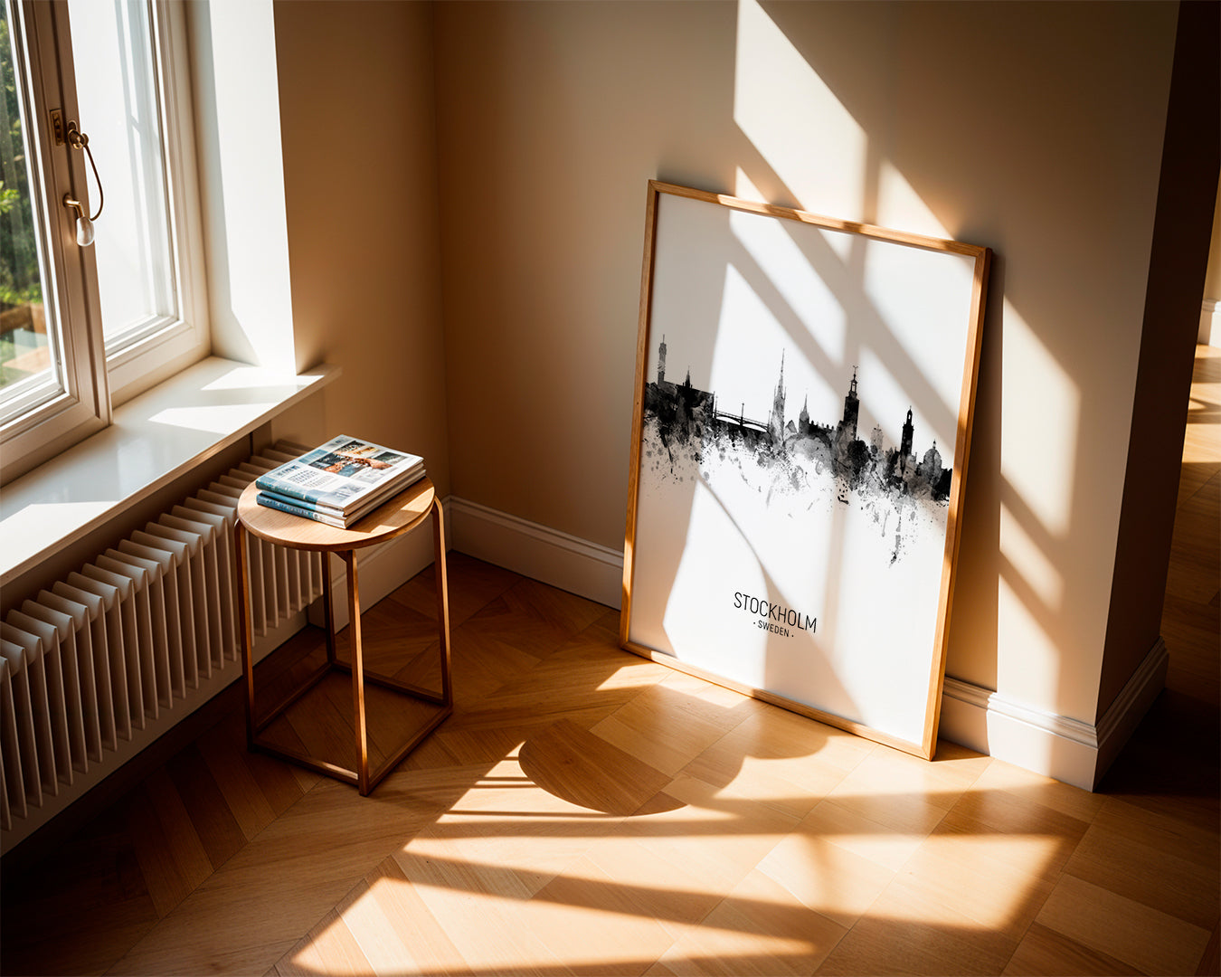 Stockholm Skyline black and white