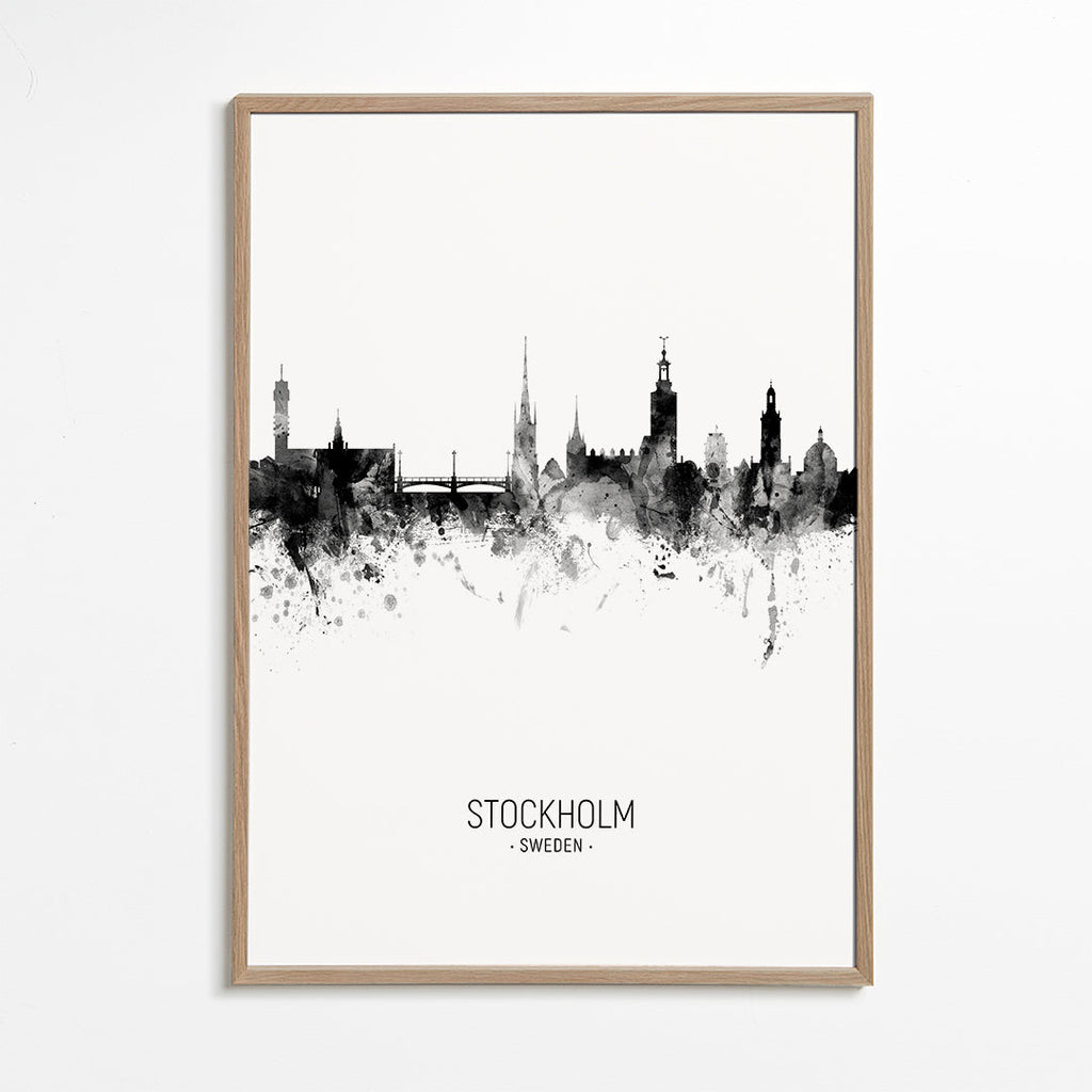 Stockholm Skyline black and white