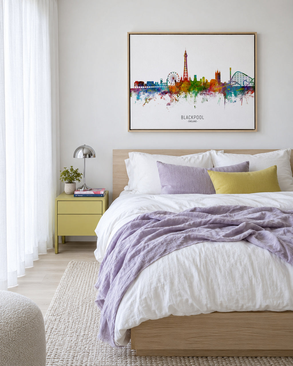 Blackpool Skyline multicolor - Framed canvas in an interior