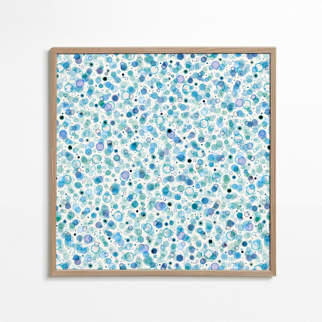 Cosmic Bubbles Blue Square
