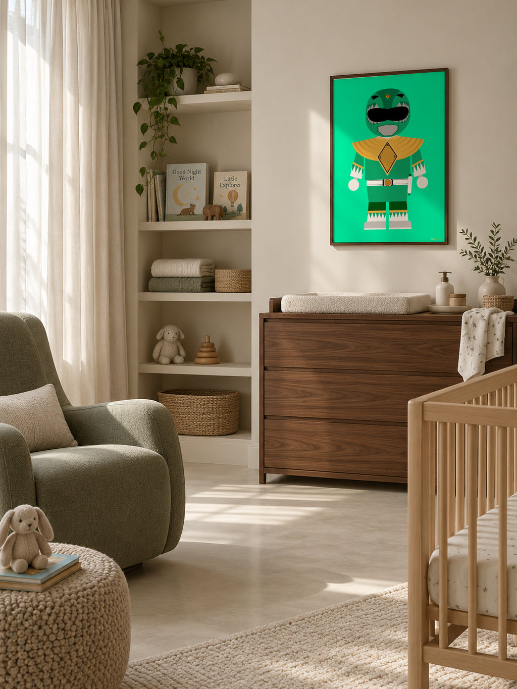 Toy Power Ranger Green - Framed poster in an interior