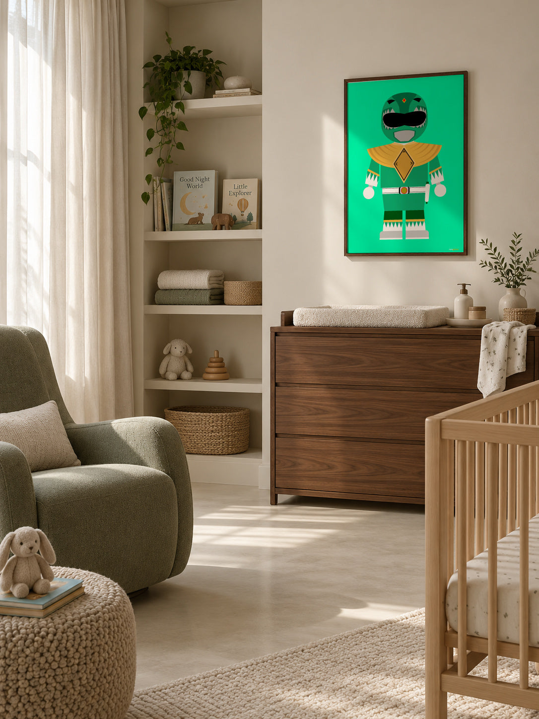 Toy Power Ranger Green - Framed poster in an interior