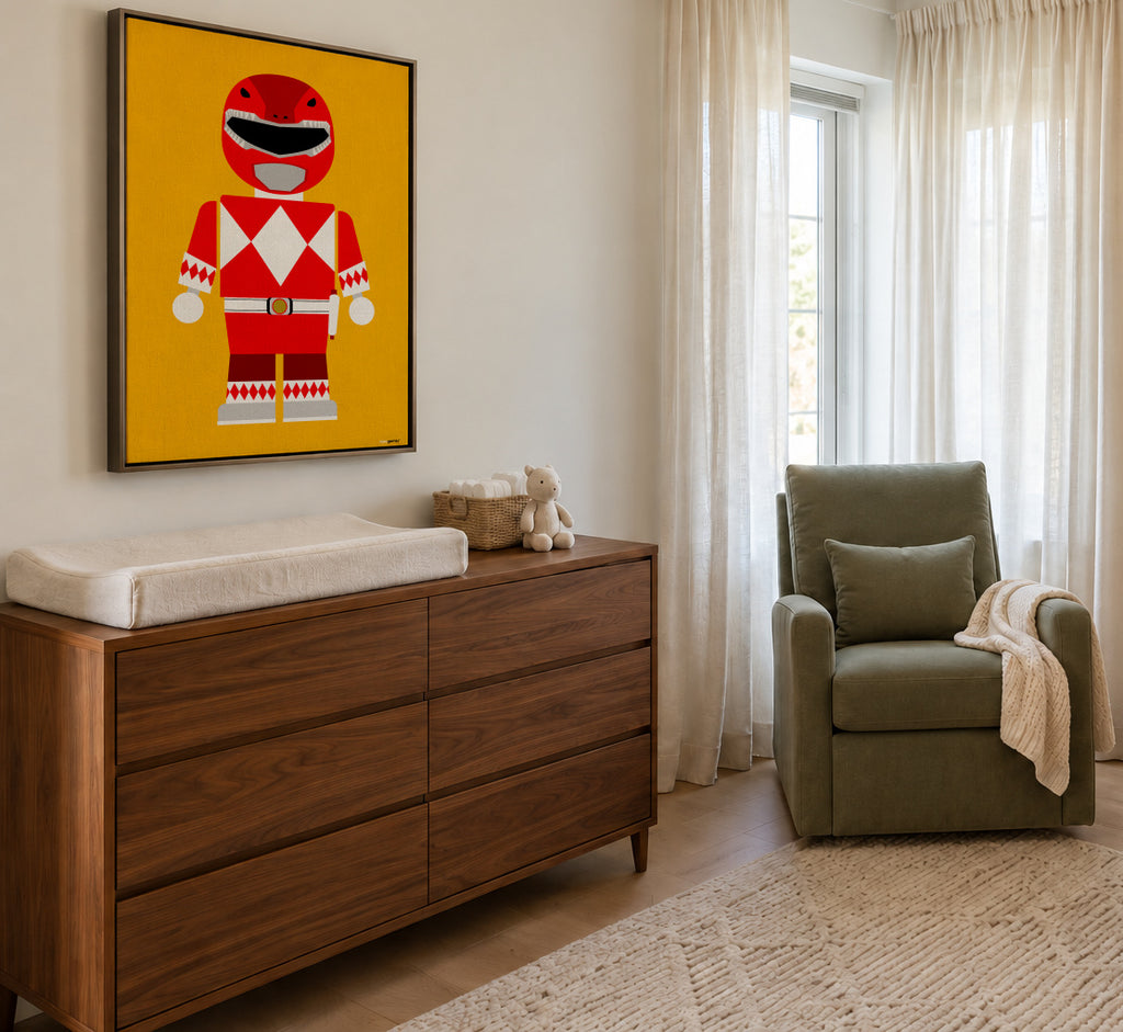 Toy Power Ranger Red - Framed canvas in an interior