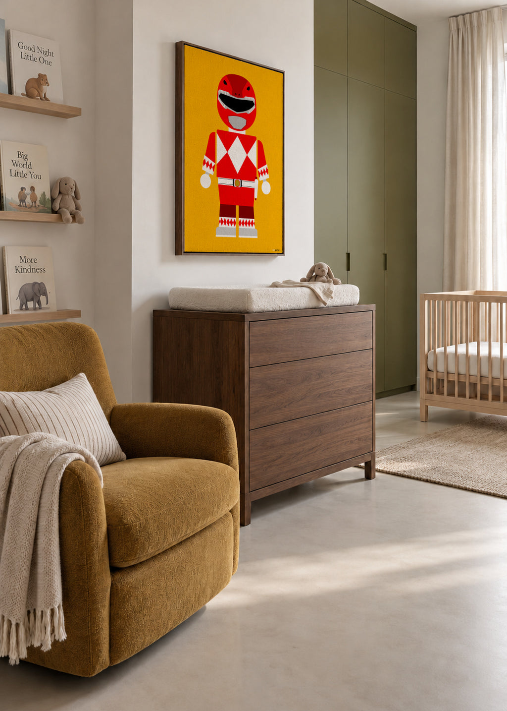 Toy Power Ranger Red - Framed canvas in an interior