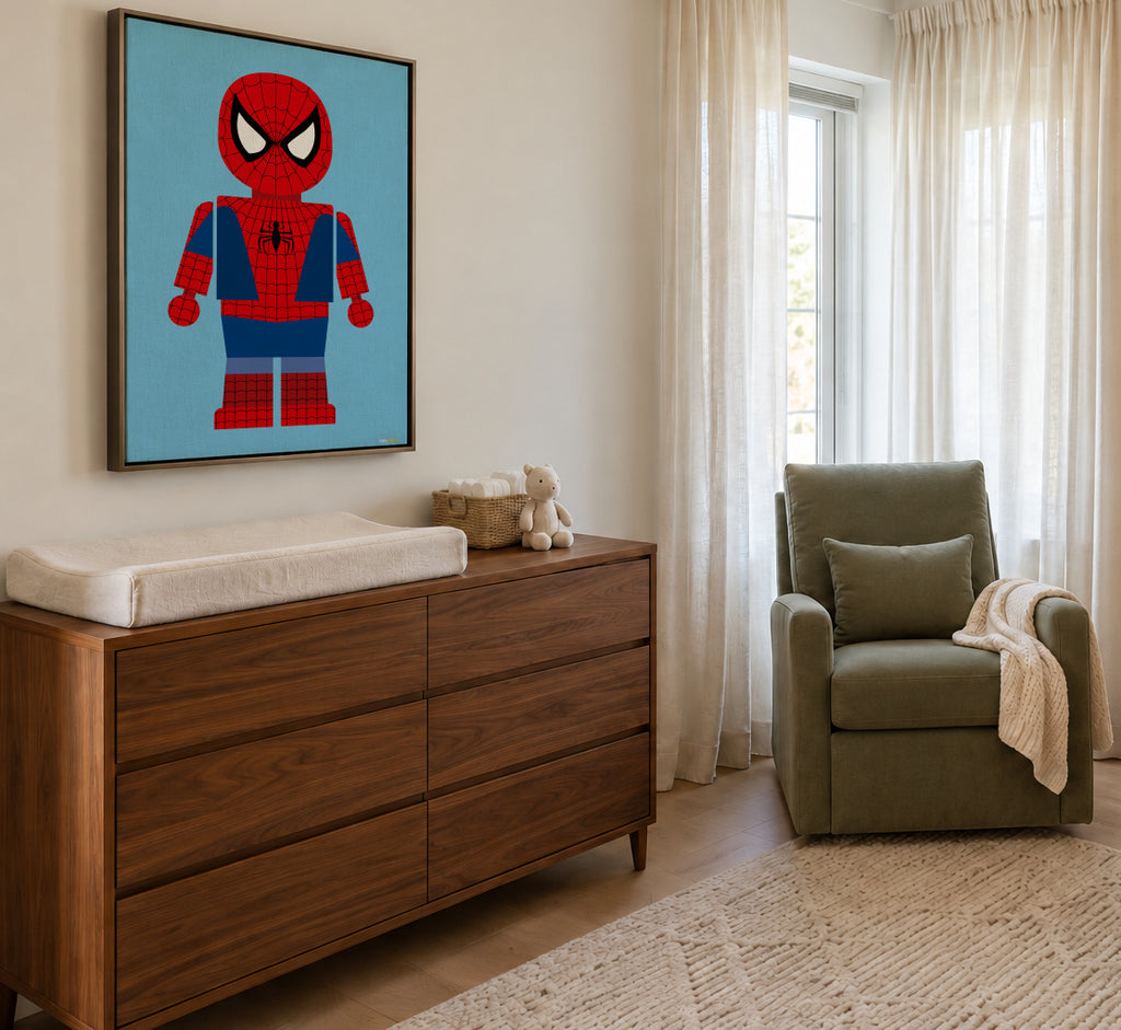 Toy Spiderman - Framed canvas in an interior