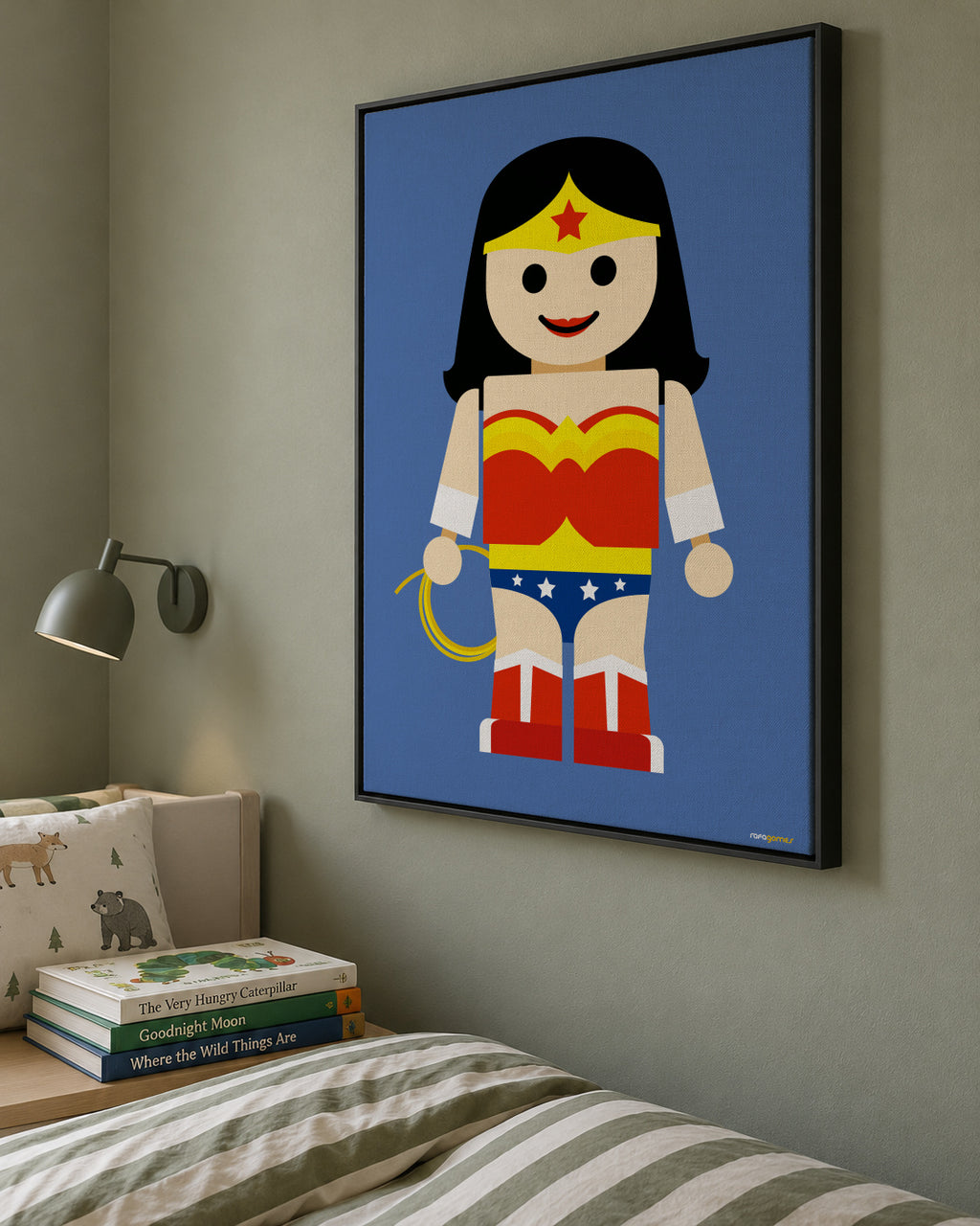 Toy Wonder Woman - Framed canvas in an interior