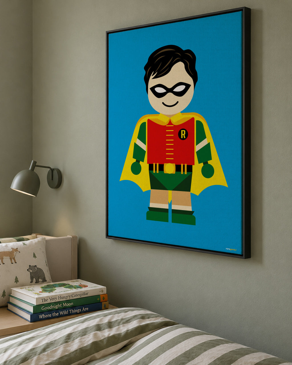 Toy Robin - Framed canvas in an interior