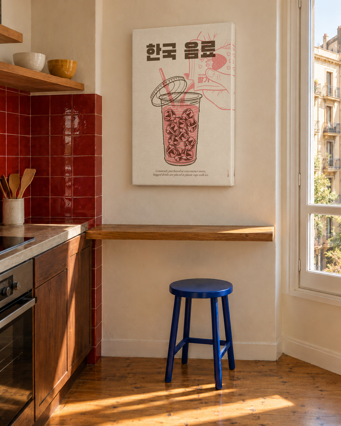 Korean Beverage - Unframed canvas in an interior