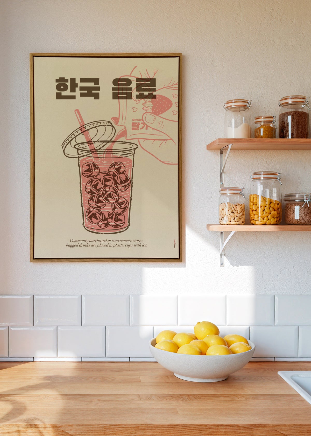 Korean Beverage - Framed canvas in an interior