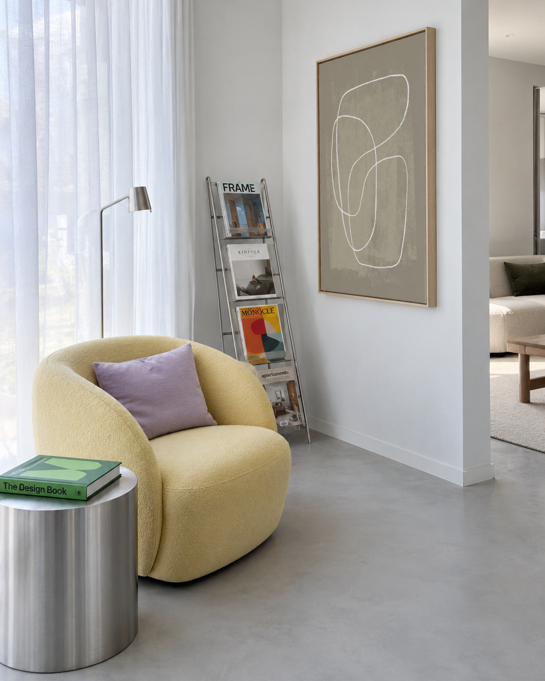 Pencil scribble Nº2 - Framed canvas in an interior