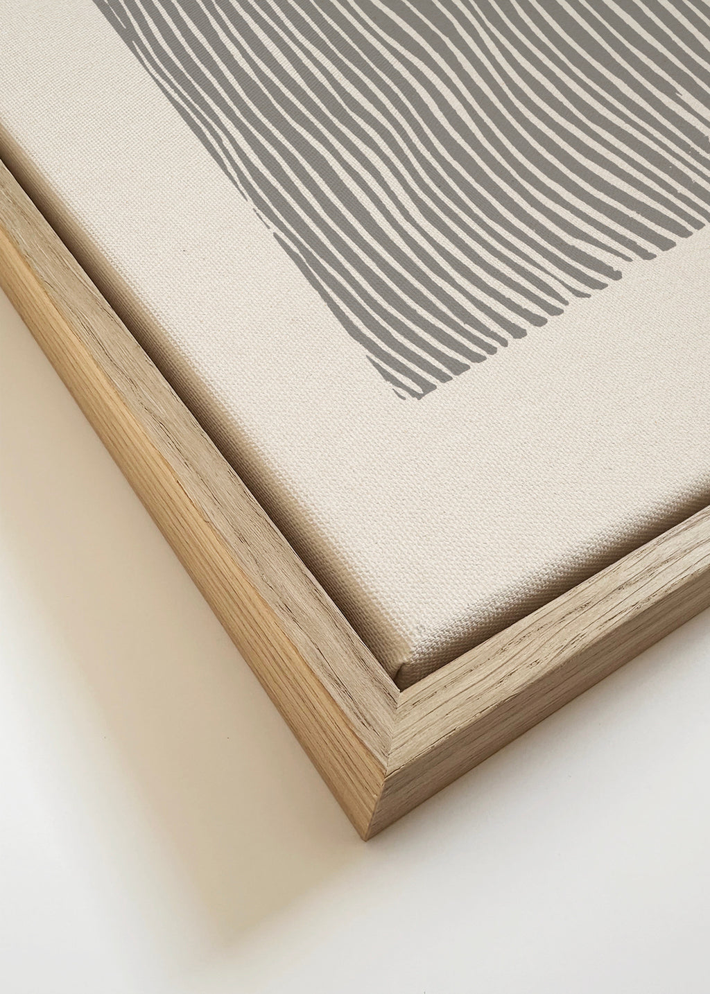 Stripes linocut Nº6 - Gray - Framed canvas detail
