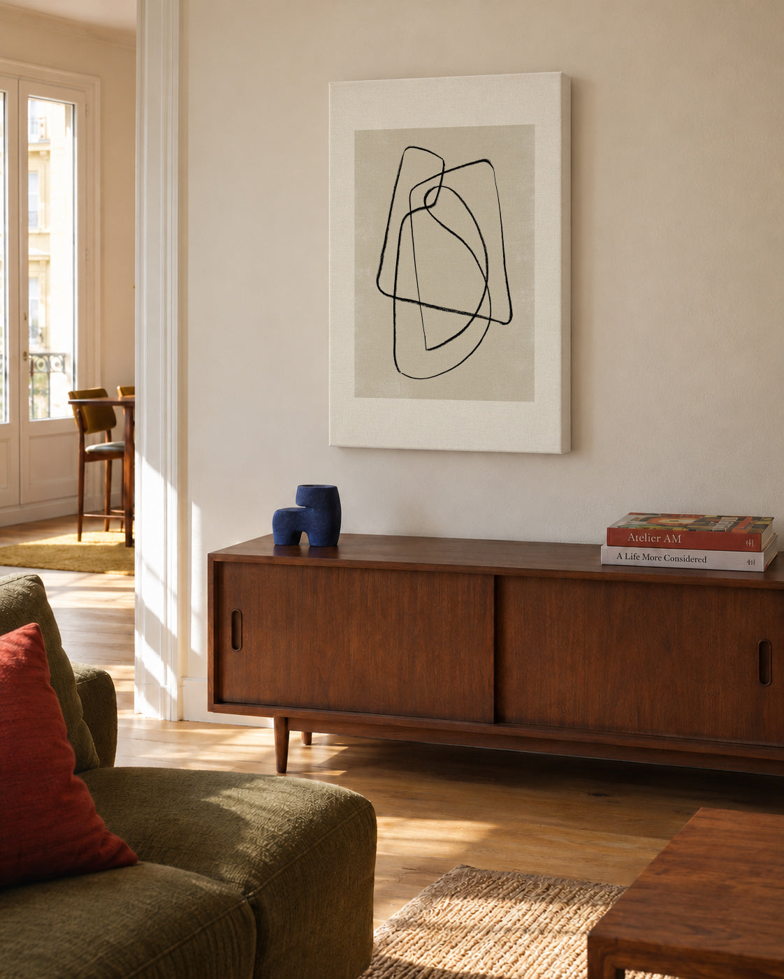 Pencil scribble Nº4 - Unframed canvas in an interior