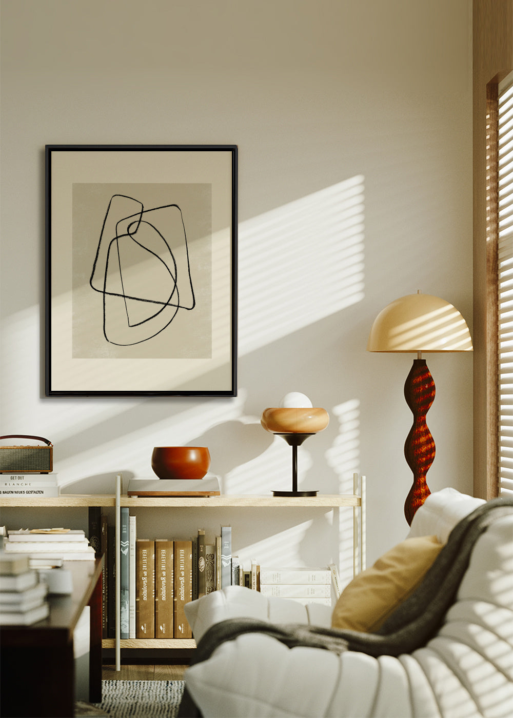 Pencil scribble Nº4 - Framed canvas in an interior