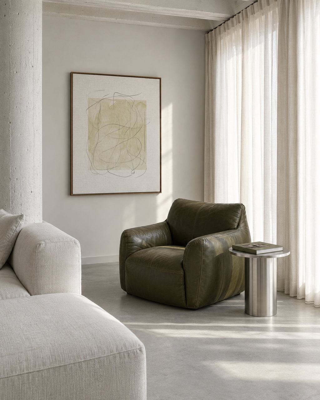 Whimsy Nº5 - Moss Green - Framed canvas in an interior