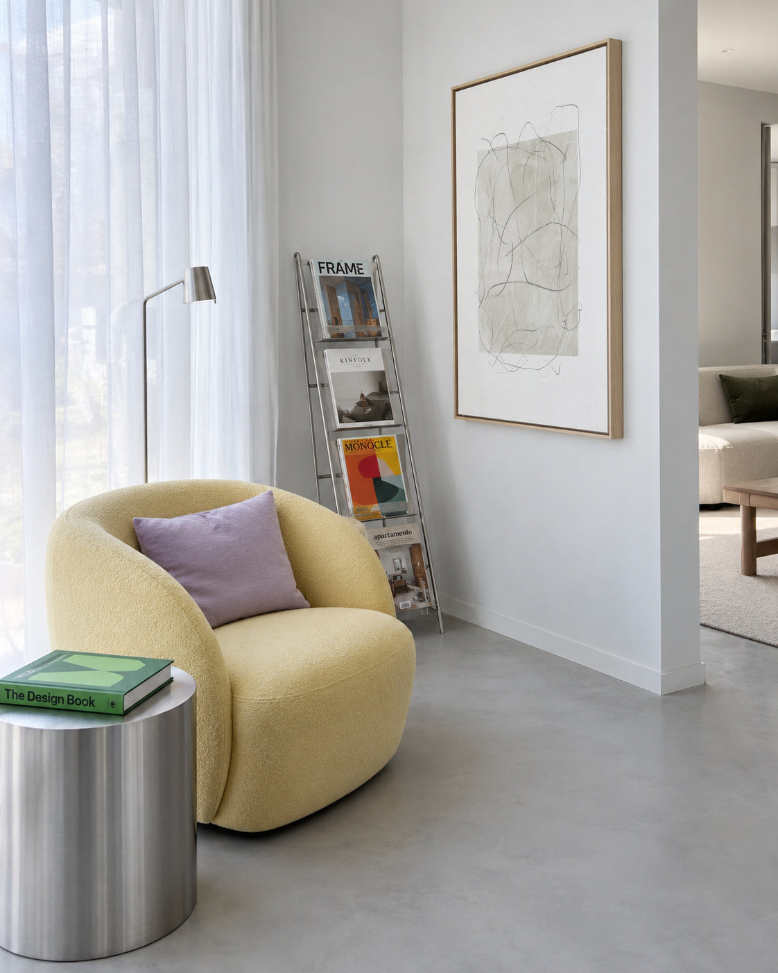 Whimsy Nº6 - Ash Gray - Framed canvas in an interior