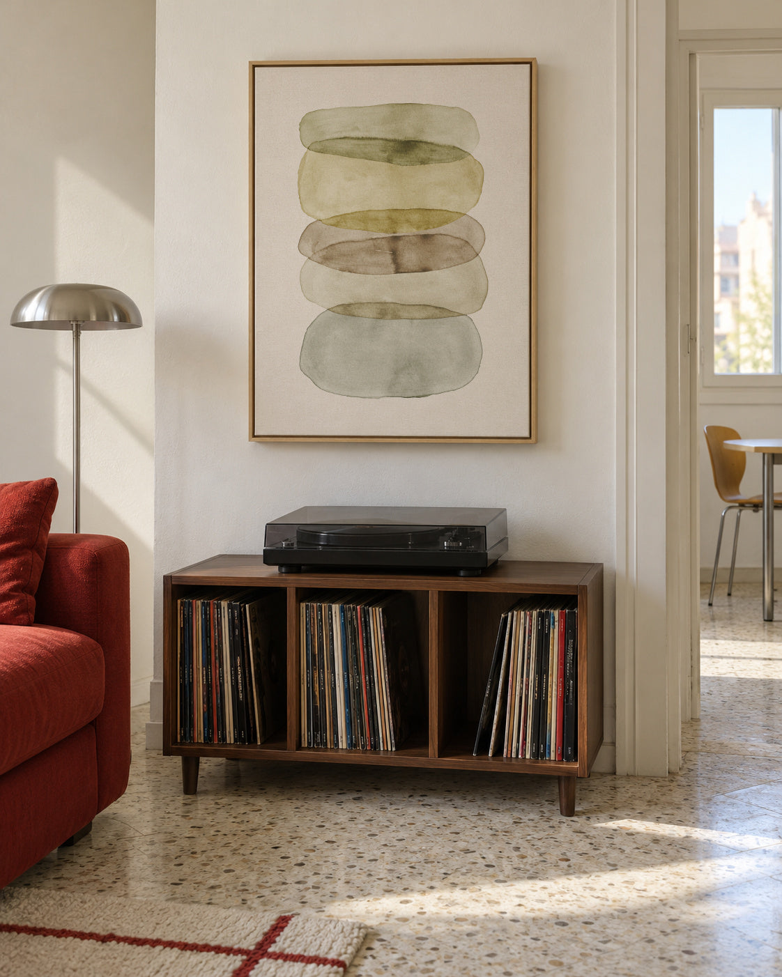 Watercolor abstraction 5 - Framed canvas in an interior