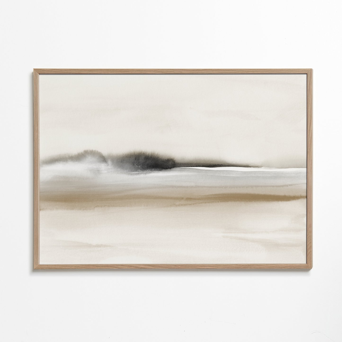 Hazy horizon in sepia and black watercolor