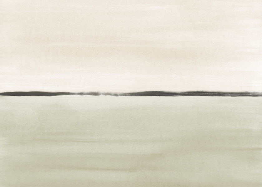 Minimalist horizon in soft olive green and sepia