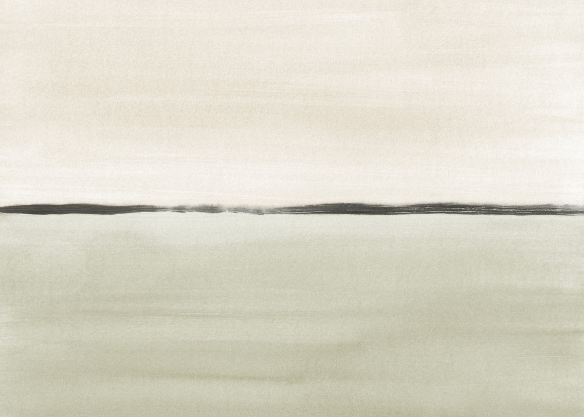 Minimalist horizon in soft olive green and sepia - Unframed art print