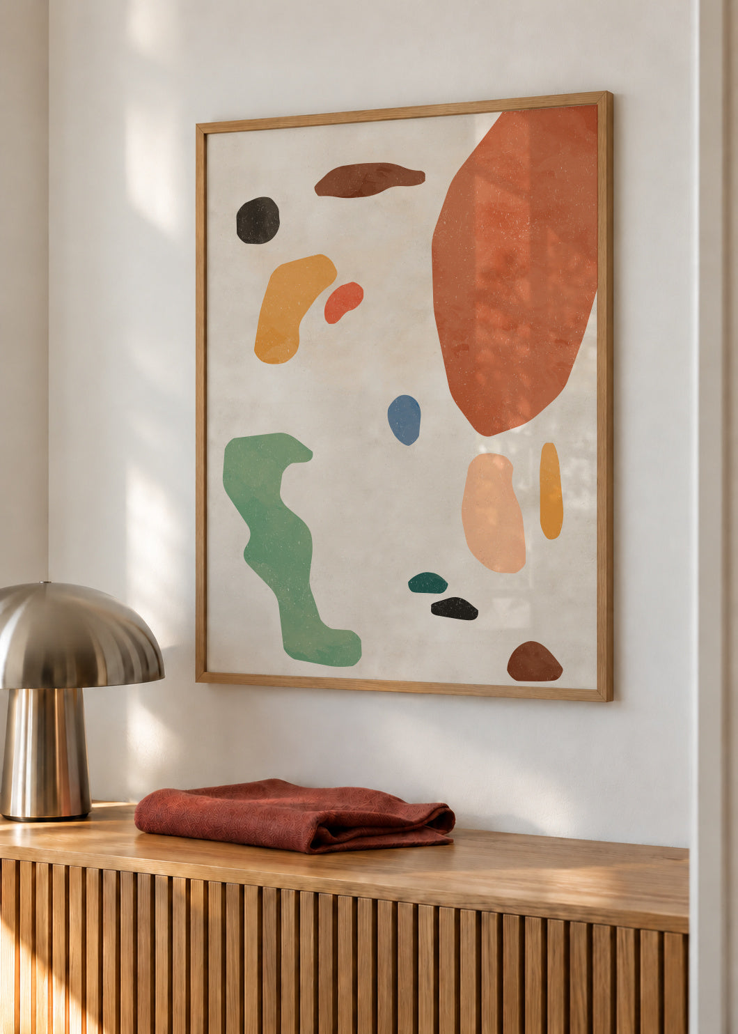 Organic Shapes Terracota 2 - Framed poster in an interior